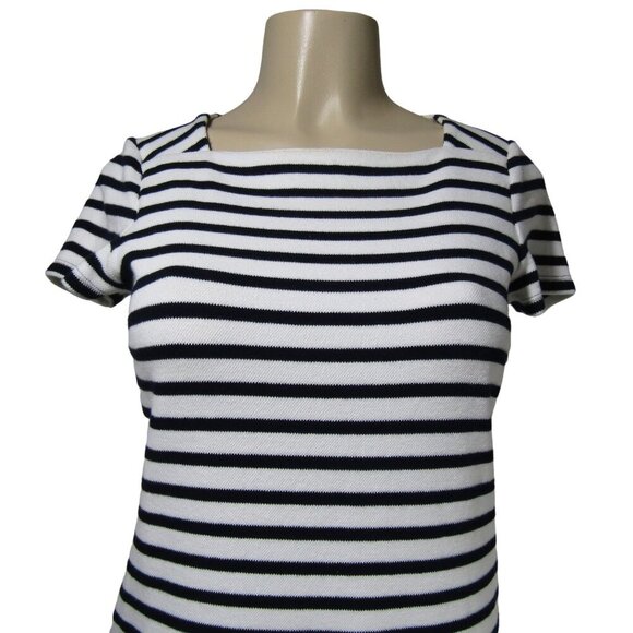 TALBOTS Stripe S Petite PREPPY Nautical Sporty Knit COASTAL Beach Classic Dress - Picture 2 of 12